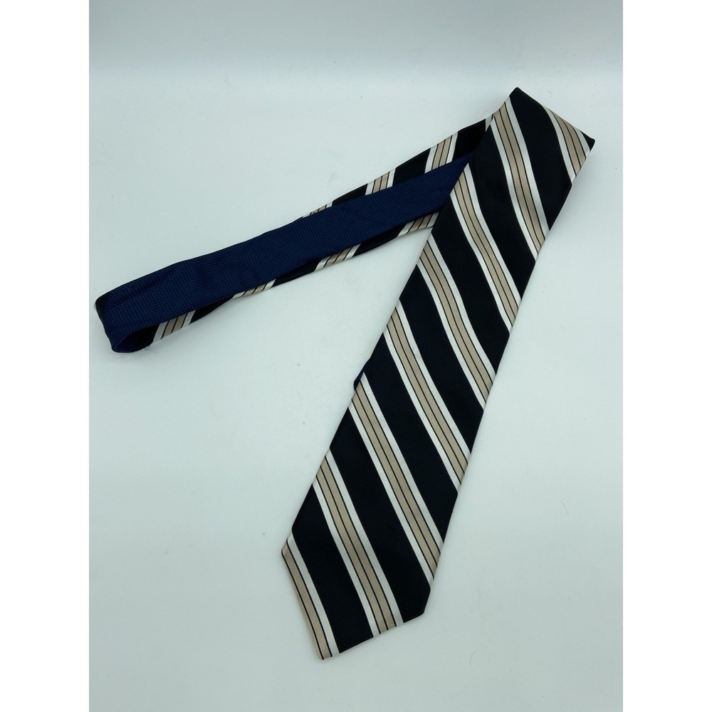 Tommy Hilfiger Men's Tie Black/Tan Striped 57.5" EUC‎
